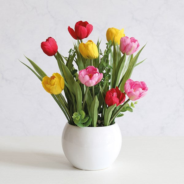 Tulips In Ceramic Pot