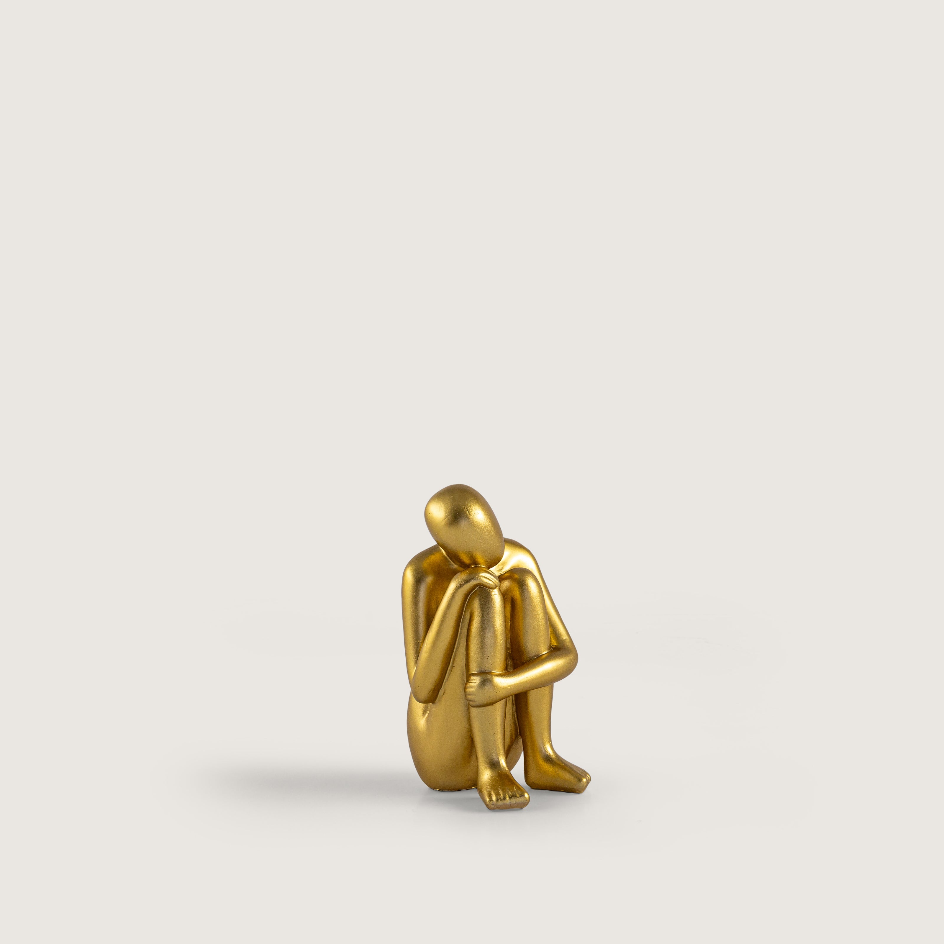 Set of 2 Minimalist Gold Seated Figures – Modern Bookends & Shelf Decor