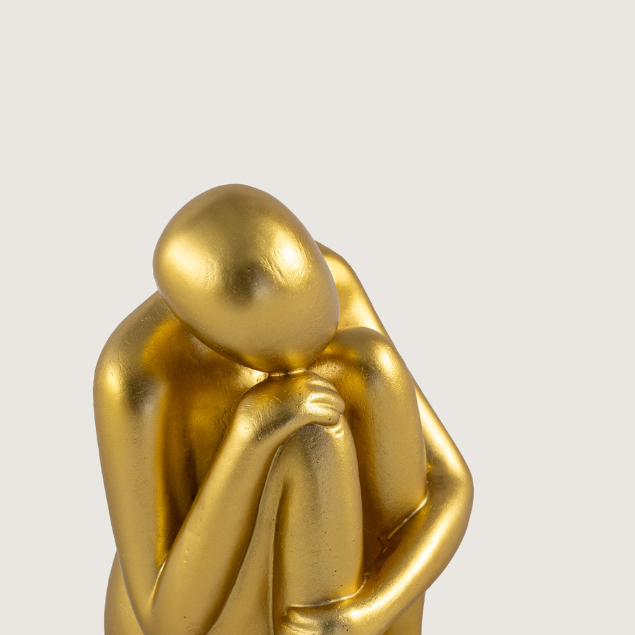 Set of 2 Minimalist Gold Seated Figures – Modern Bookends & Shelf Decor