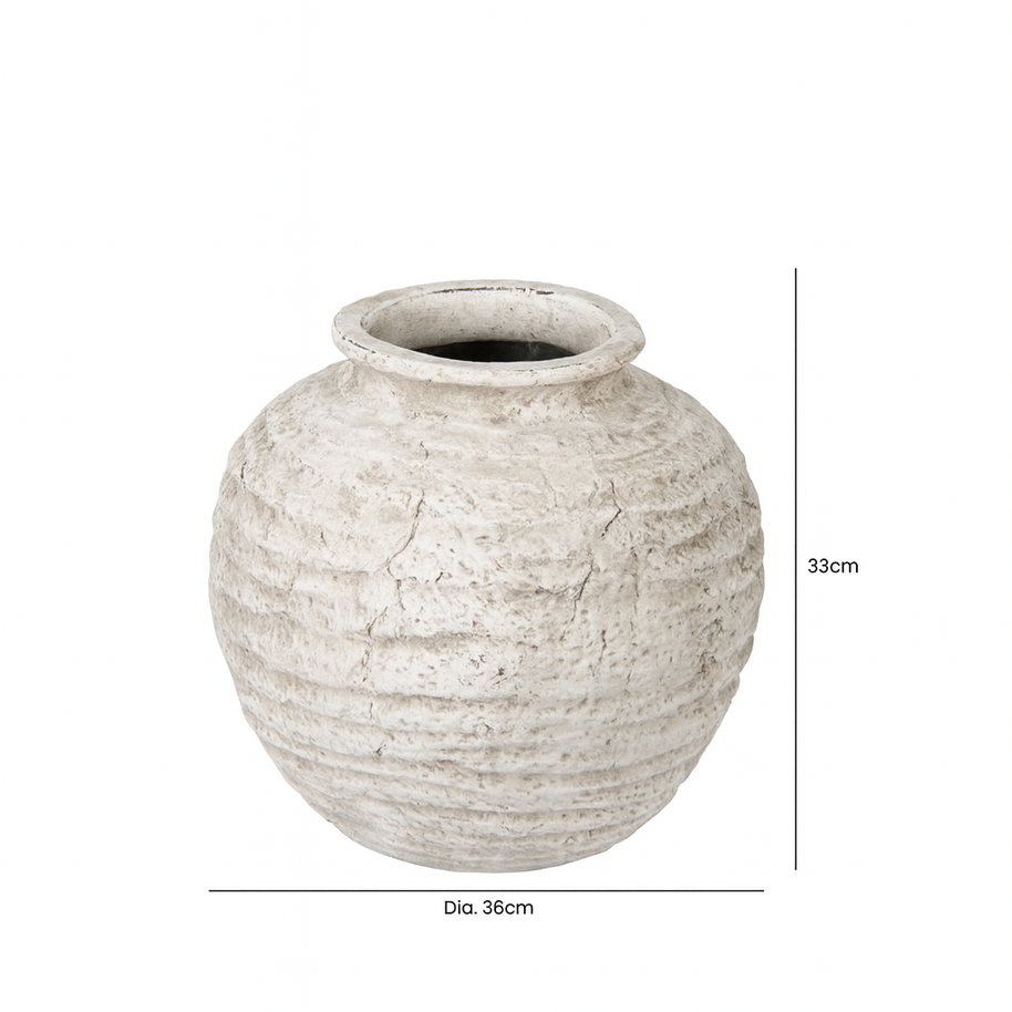 Antique White Terracotta Pot