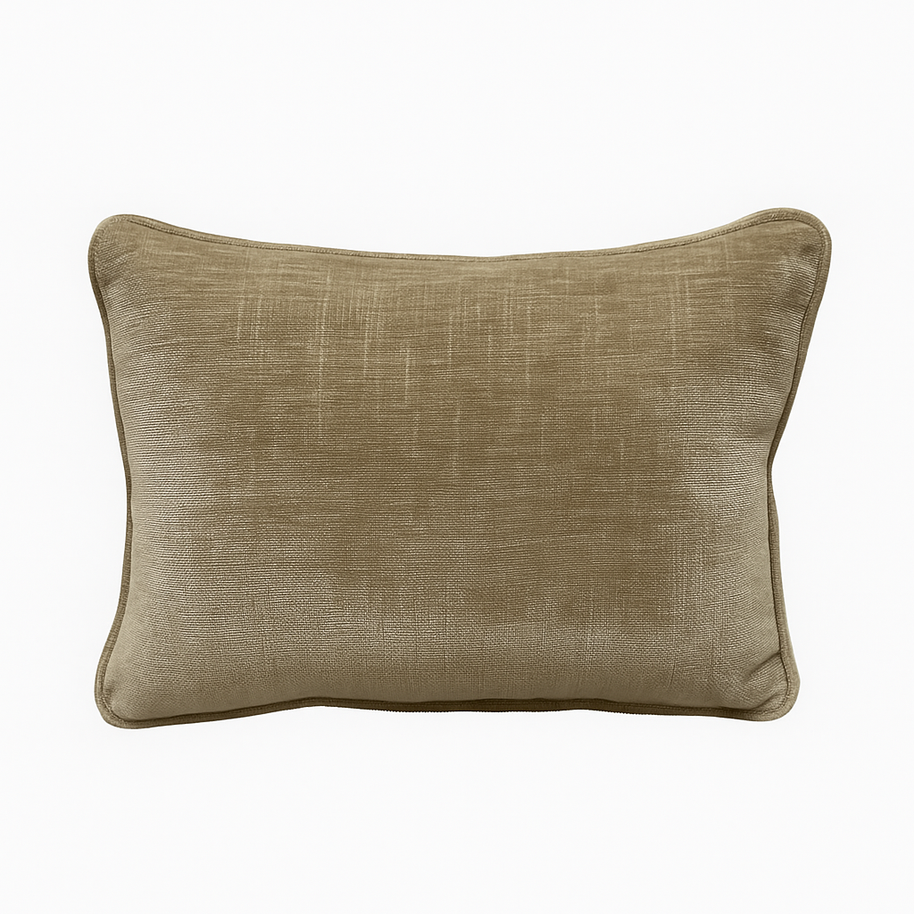 Beige textured cushion on a white background