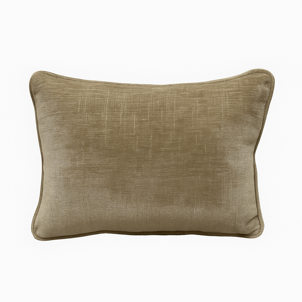Beige textured cushion on a white background