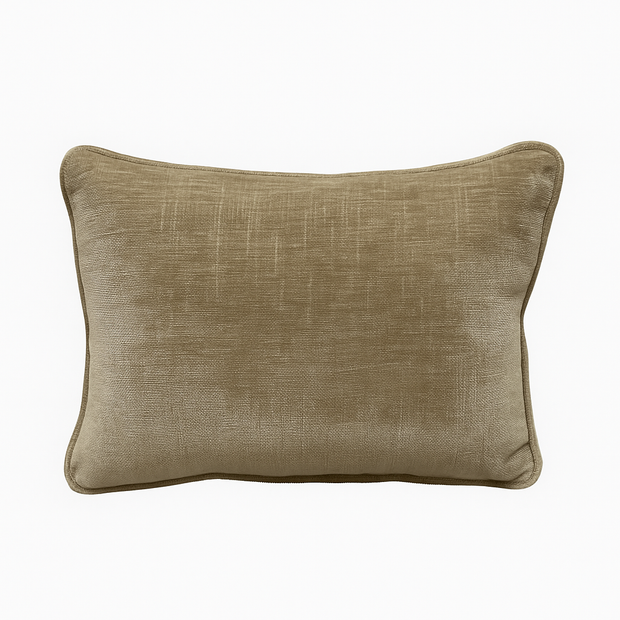 Beige textured cushion on a white background