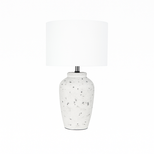 Grey and Antique Black Polyresin Table Lamp with White Linen Shade