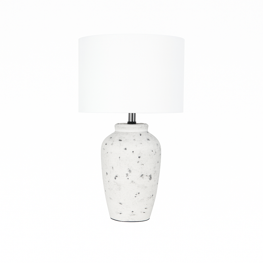 Grey and Antique Black Polyresin Table Lamp with White Linen Shade