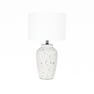 Grey and Antique Black Polyresin Table Lamp with White Linen Shade