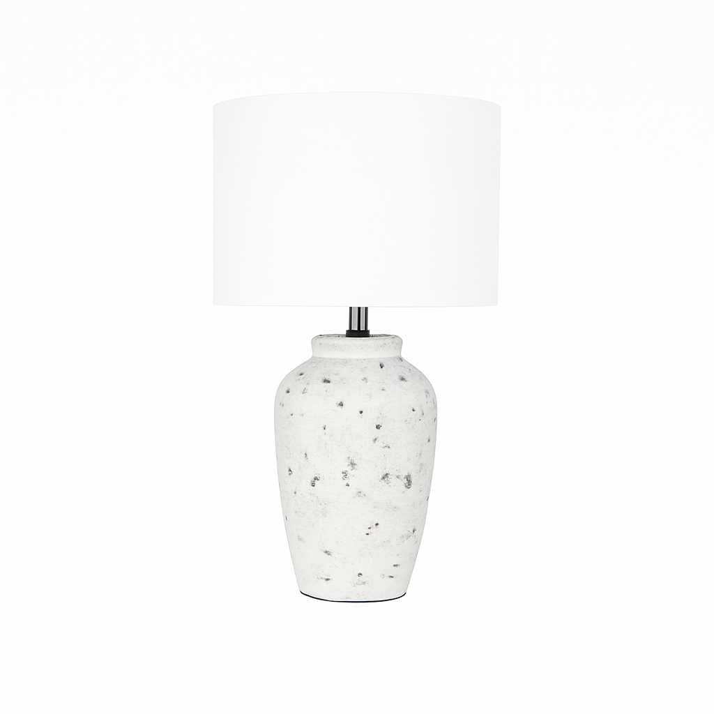 Grey and Antique Black Polyresin Table Lamp with White Linen Shade