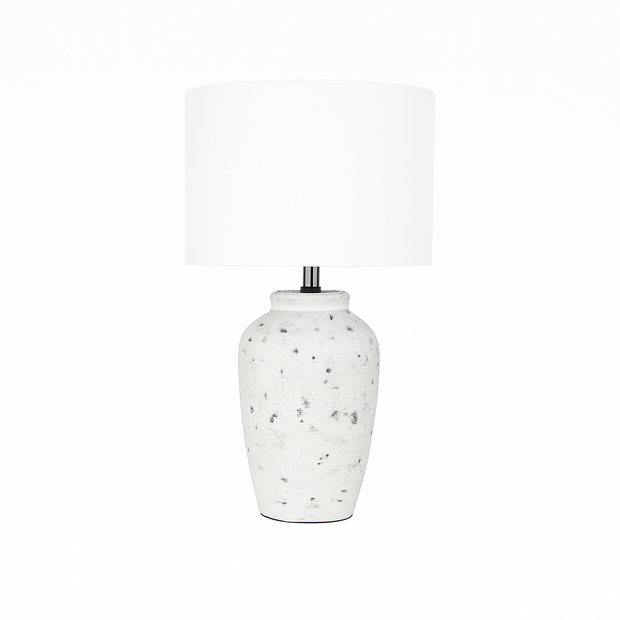 Grey and Antique Black Polyresin Table Lamp with White Linen Shade