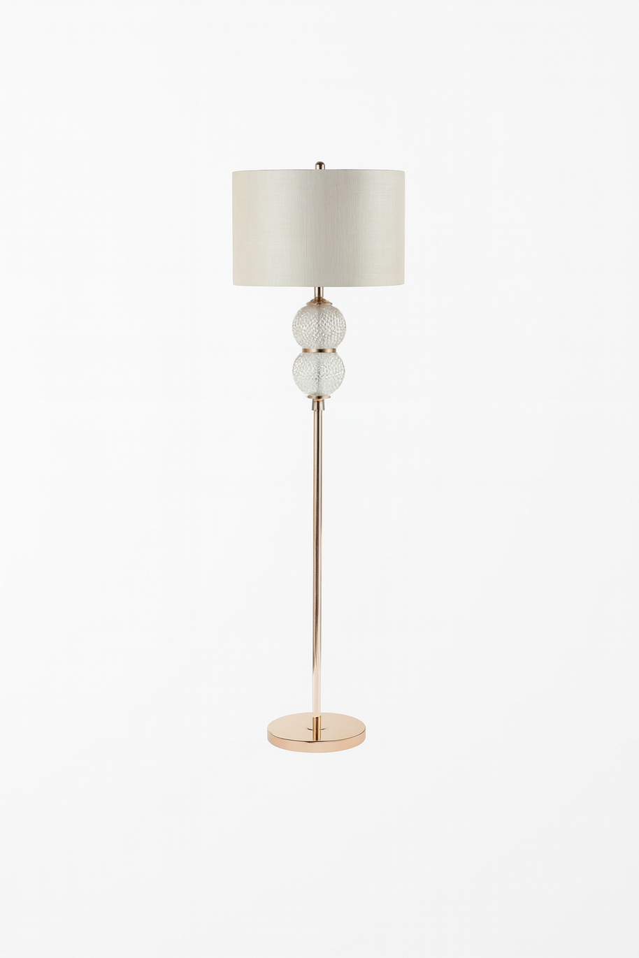 Clear Silver Glass Floor Lamp with Cream Linen Shade