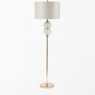 Clear Silver Glass Floor Lamp with Cream Linen Shade
