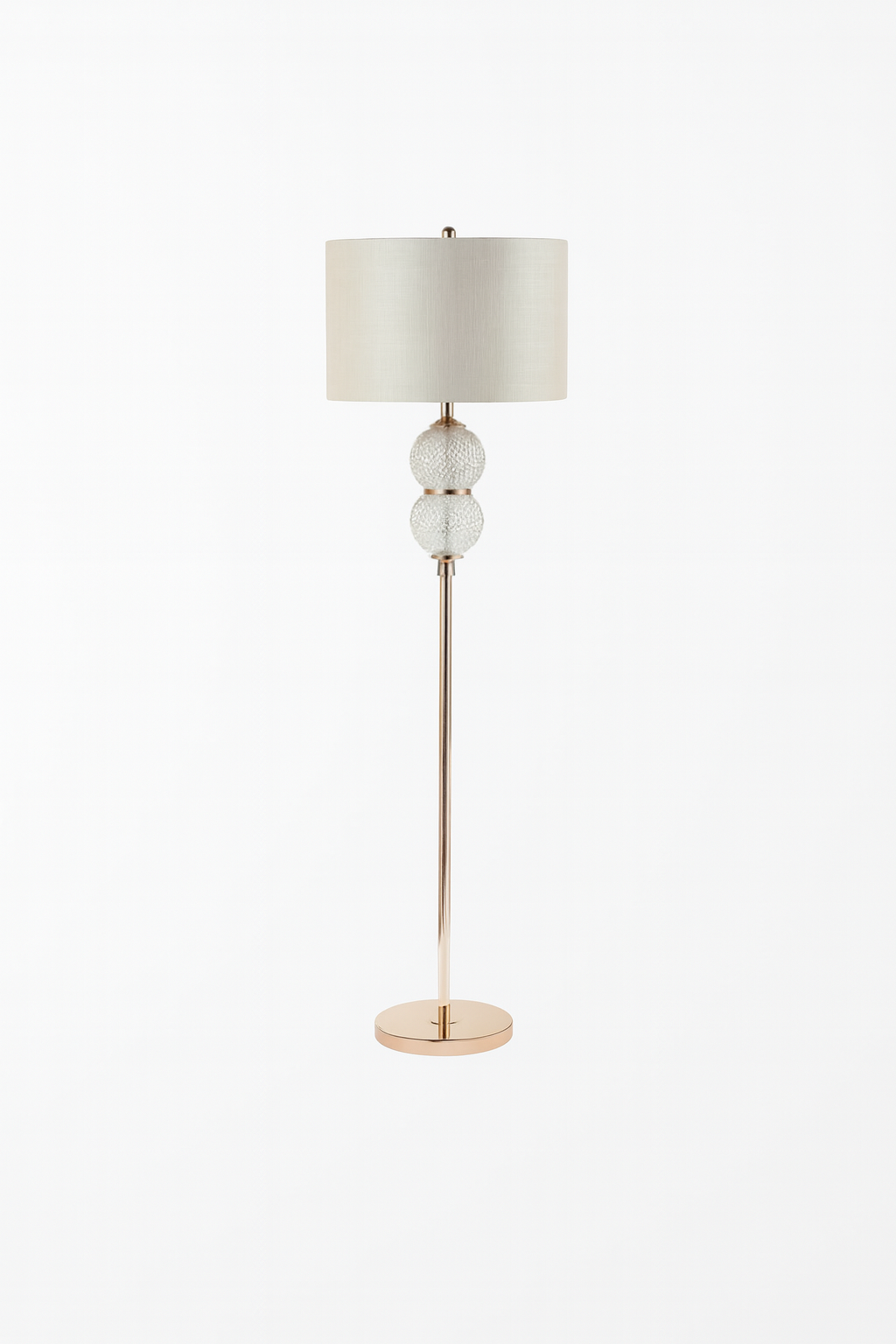 Clear Silver Glass Floor Lamp with Cream Linen Shade