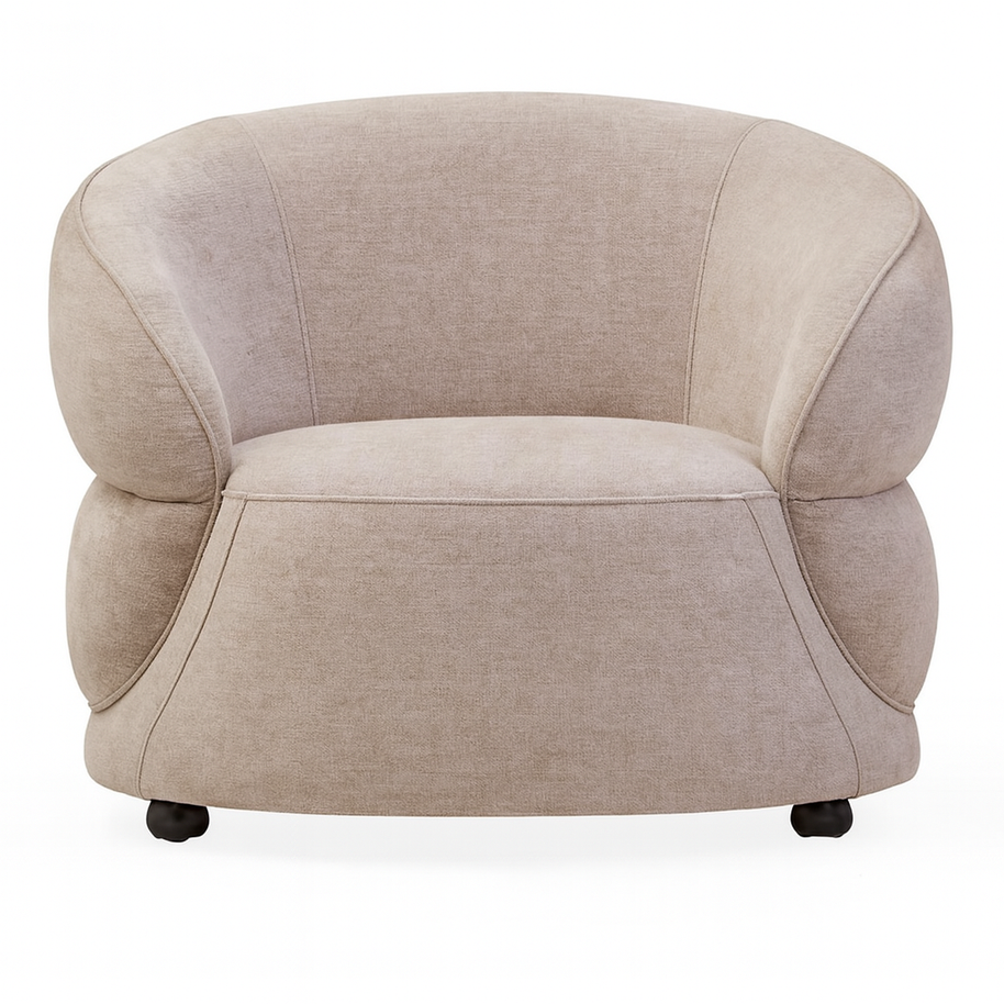 Daphne Taupe Chenille Curved Chair