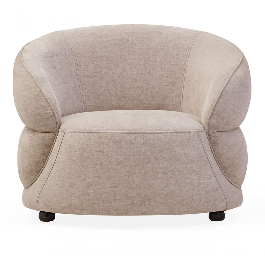 Daphne Taupe Chenille Curved Chair