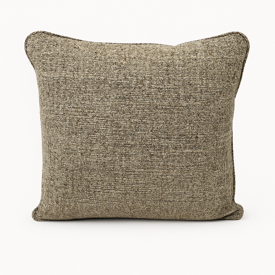 Textured brown cushion on a white background