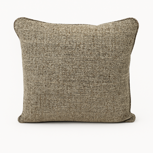 Textured brown cushion on a white background