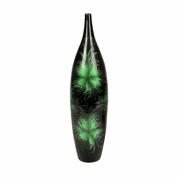 Firework Tall Narrow Neck Vase Green
