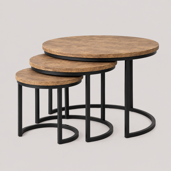 Grey Mango Wood Nest of Tables Set of 3