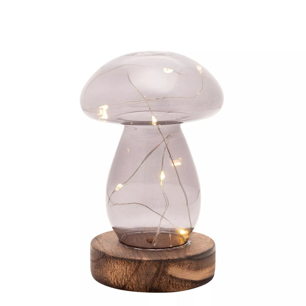 Grey Glass Mushroom lamp on a white background