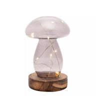 Grey Glass Mushroom lamp on a white background