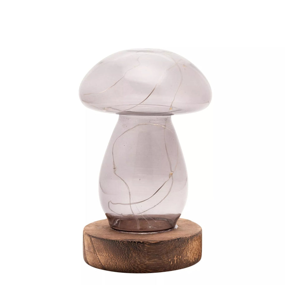 Grey Glass Mushroom on white background without lights inside on