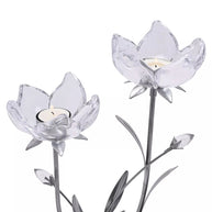 Hestia 2 Stem Candle Holder With Clear Glass On Silver Base