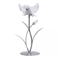 Hestia Single Stem Candle Holder With Clear Glass On Silver Base
