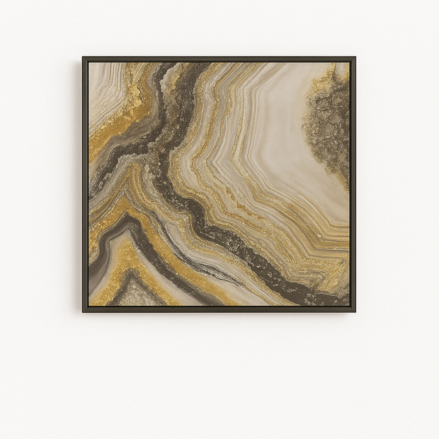 Framed abstract art with wavy patterns on a white background