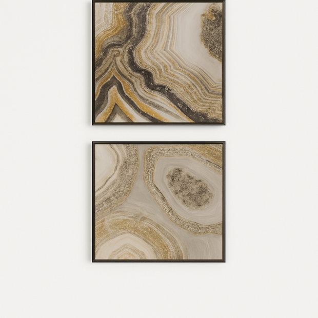 Marble Crystal Art Black and Gold Framed Pictures on a white background