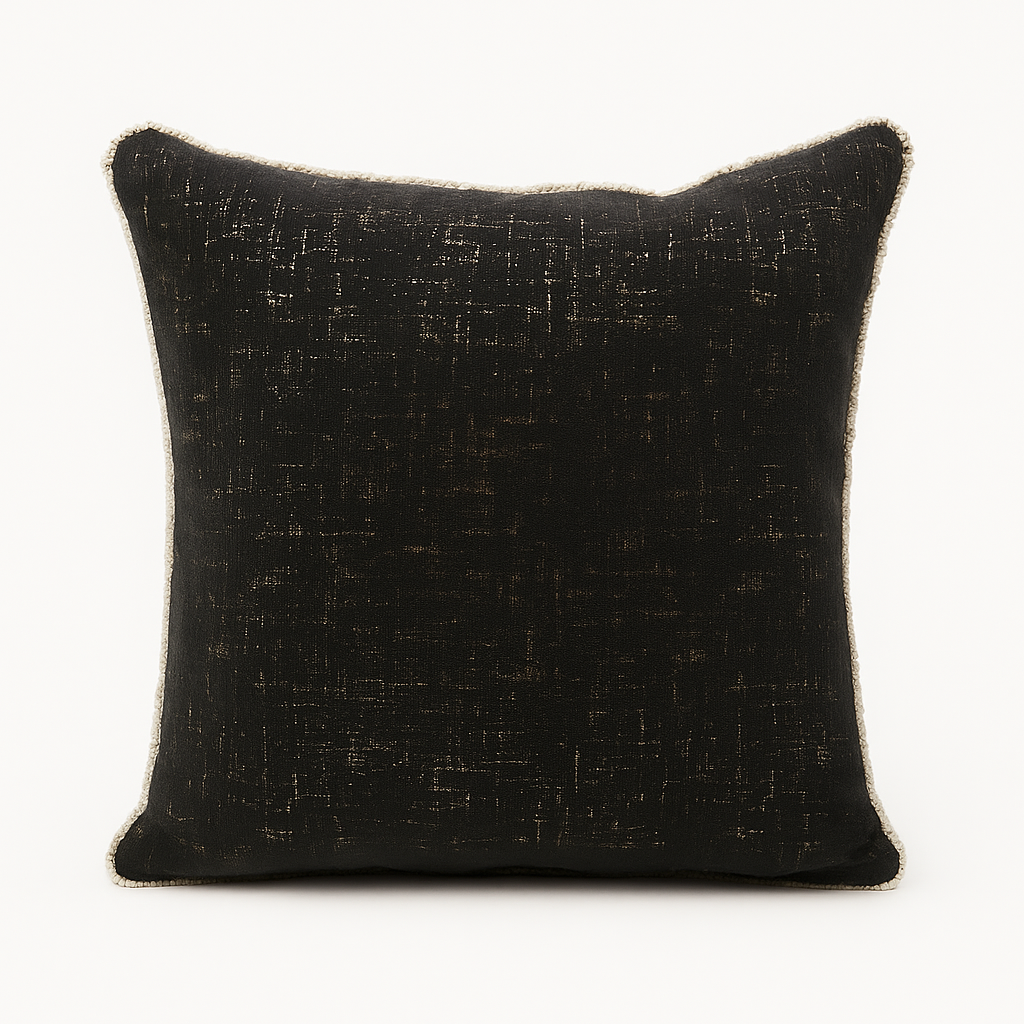 Black textured cushion on a white background