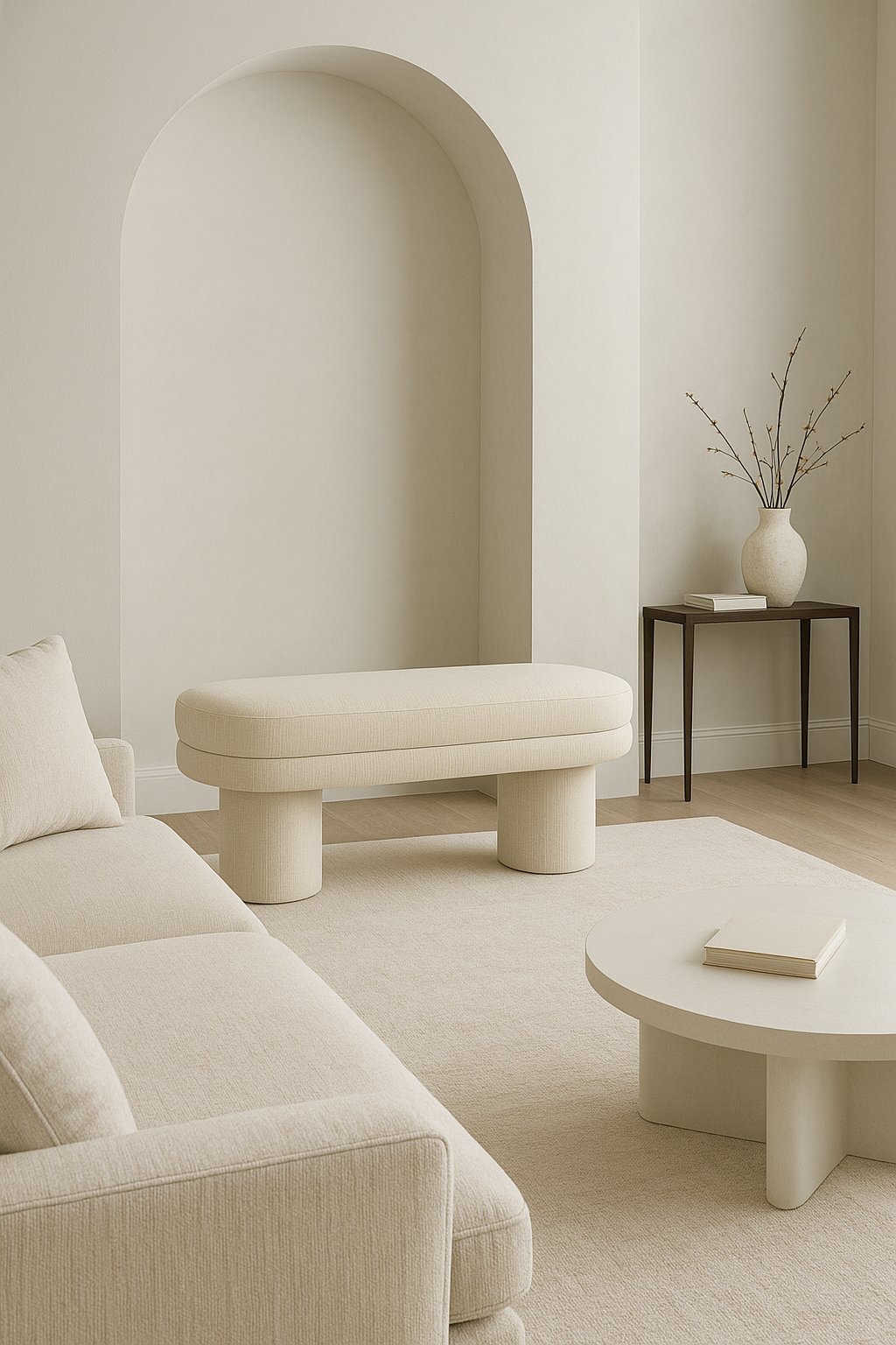 Taupe Chenille Bench