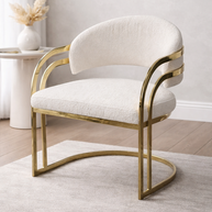 Ivory Boucle Accent Chair Gold Frame