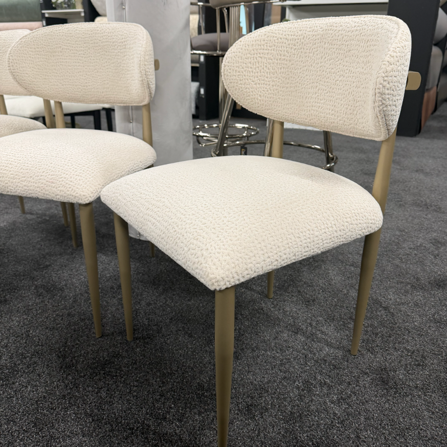 Ivory Bouclé Dining Chair Champagne Legs