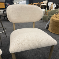 Ivory Bouclé Dining Chair Champagne Legs