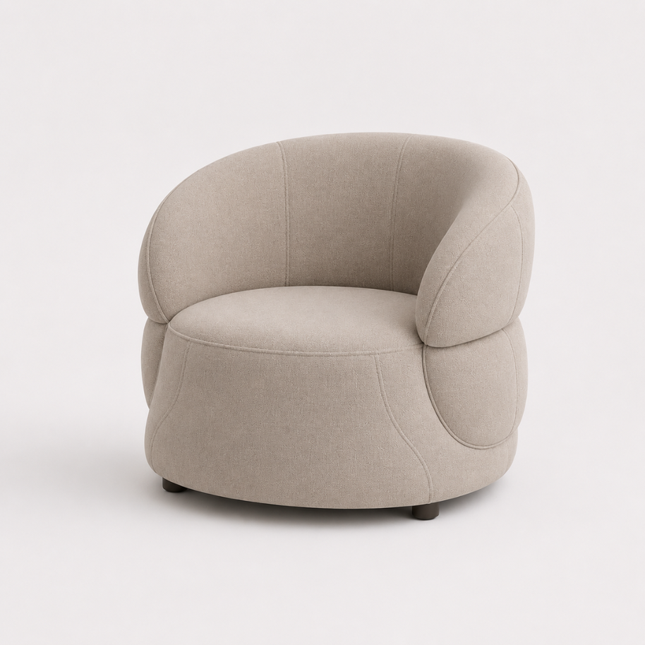 Daphne Taupe Chenille Curved Chair