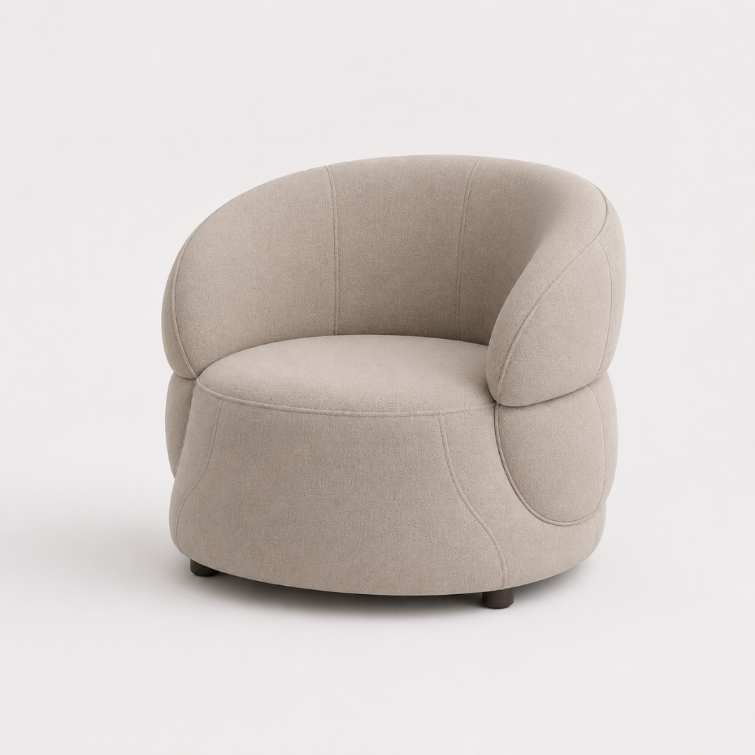 Daphne Taupe Chenille Curved Chair
