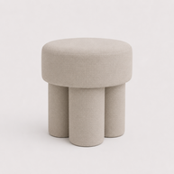 Beige Chenille Round Stool