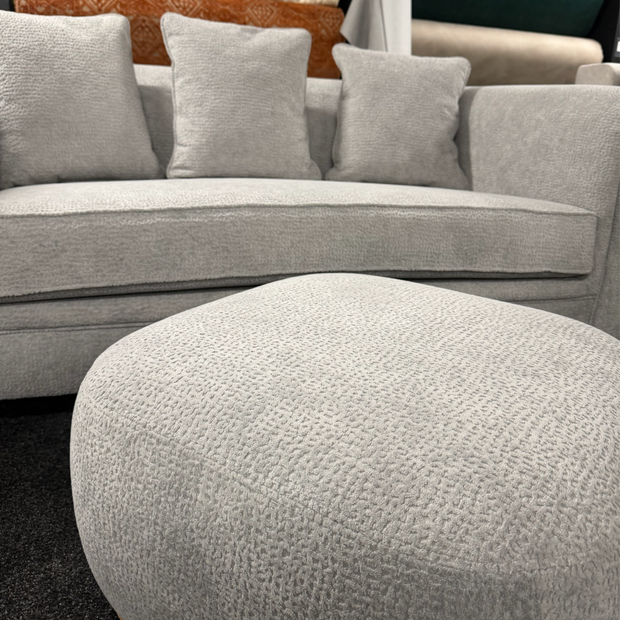 Jaguar Grey Curved 2-Seater Sofa With Foot Stool