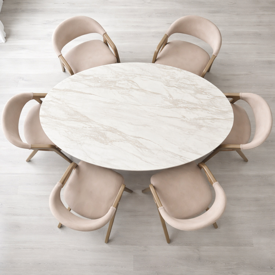 Marble Top Oval Dining Set