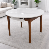 Round Extendable White Marble Dining Table