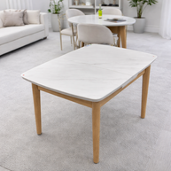 Small Extendable White Marble Dining Table