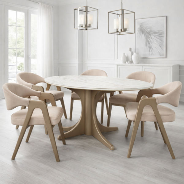 Marble Top Oval Dining Set