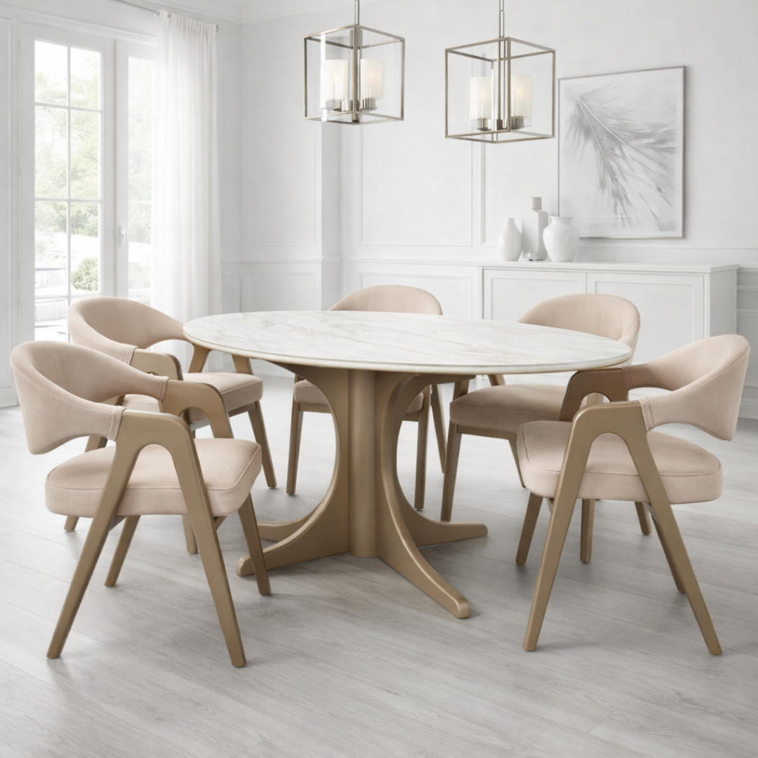 Marble Top Oval Dining Set