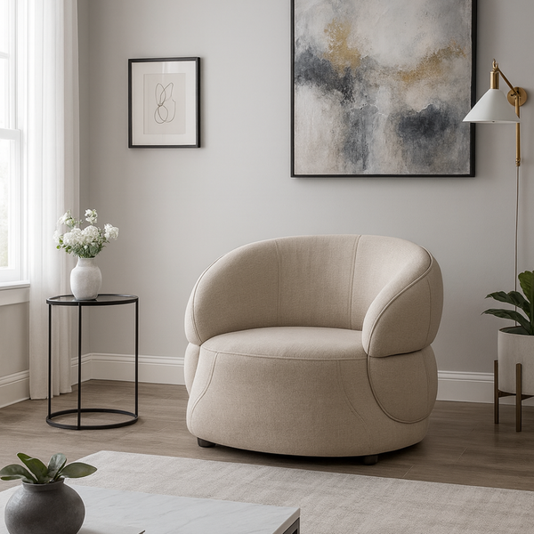 Daphne Taupe Chenille Curved Chair