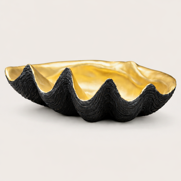 Small Gold Interior Clam Bowl In Black