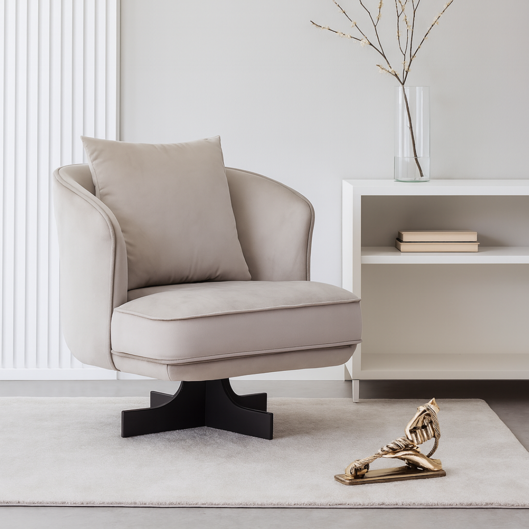 Hale Grey Velvet Swivel Chair