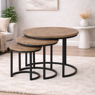 Grey Mango Wood Nest of Tables Set of 3