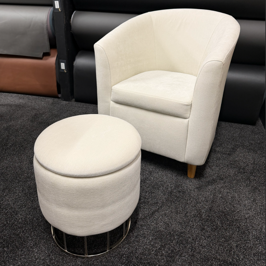 Tub Chair & Footstool - Flow Cream