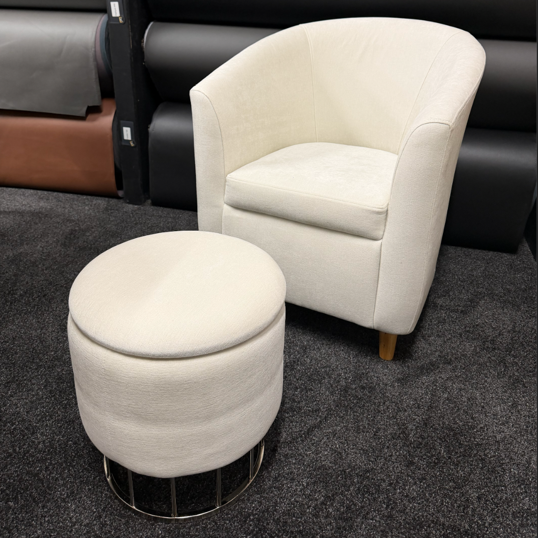 Tub Chair & Footstool - Flow Cream