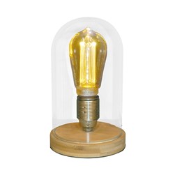 Glass Dome Table Lamp Bamboo Base 22cm