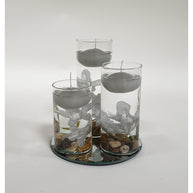 Set 3 Floating Candles Round Vase Grey Flower